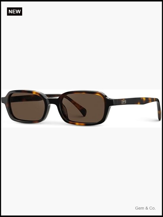 Slim rectangular sunglasses with anti-reflective lenses, 90s compact frame, main image 5